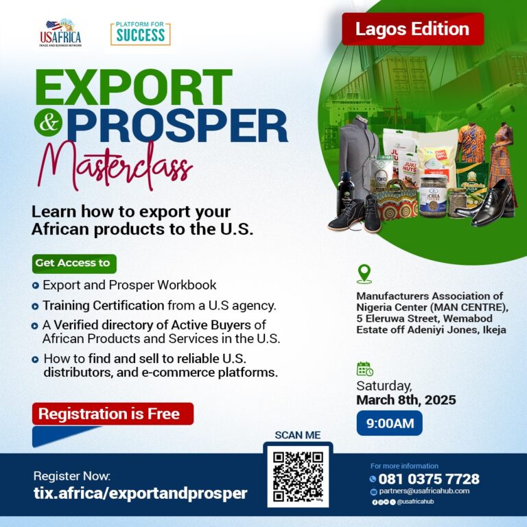 Unlock U.S. Market Opportunities! Join Free Export & Prosper Masterclass in Lagos