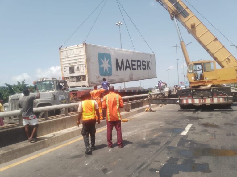 Container Crash Claims Lives Of Dispatch Riders on Eko/Apongbon Inward Bridge