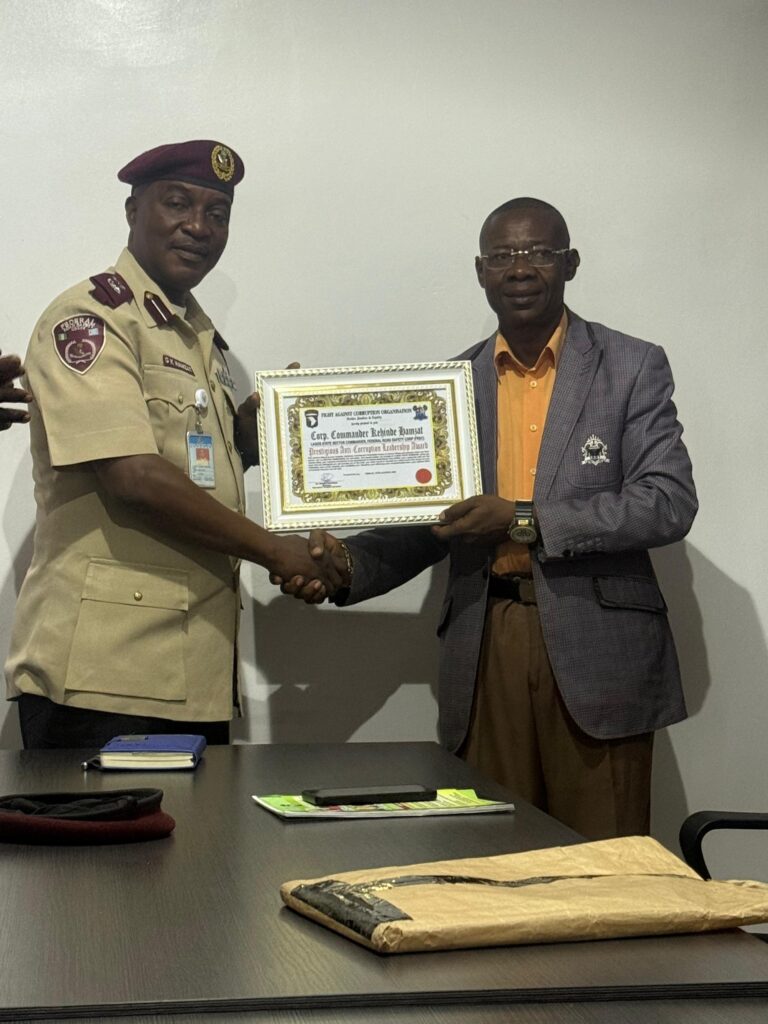 FRSC Lagos Sector Commander Receives Anti-Corruption Leadership Award