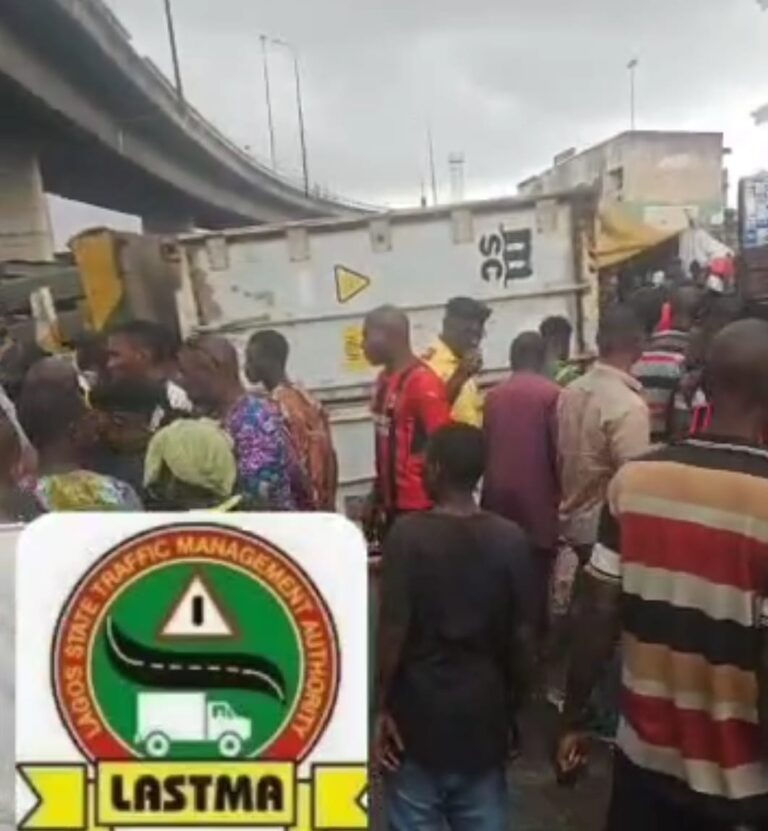 Ijora Causeway: Overturned Container Claims Lives As LASTMA Rescues Two with Grievous Injuries